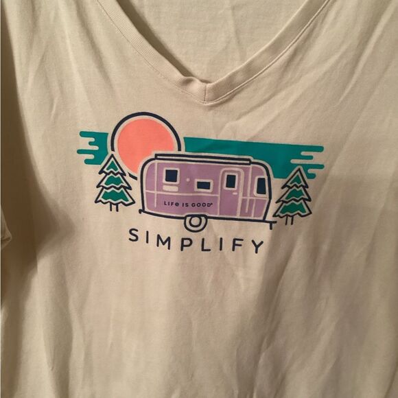 LIFE IS GOOD SIZE LARGE CRUSHER T SIMPLIFY TRAVEL TRAILER CAMPING OUTDOORS - Picture 4 of 5